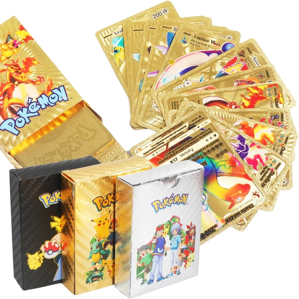 Лучшие продажи 55 шт. Poke mon TCG пакеты для карт Vmax GX Energy Charizard Pikachu Редкие коллекционные игровые карты детей игрушки подарок