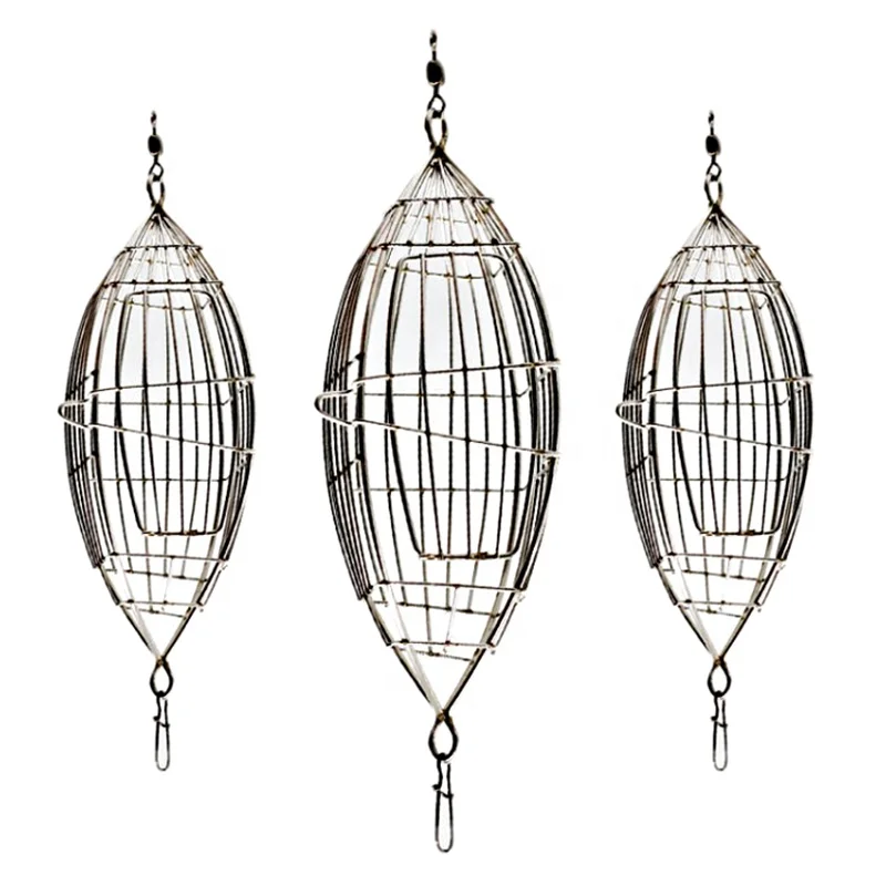 5 Sizes metal fishing bait cage Olive type stainless steel bait feeder Fishing gear accessories