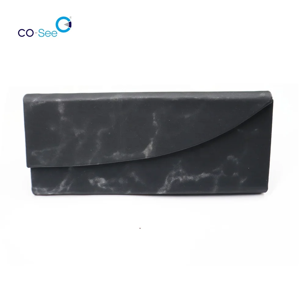 Luxury Marble Pattern PU Leather Triangle Folding Sunglasses Case Magnetic Reading Glasses Case