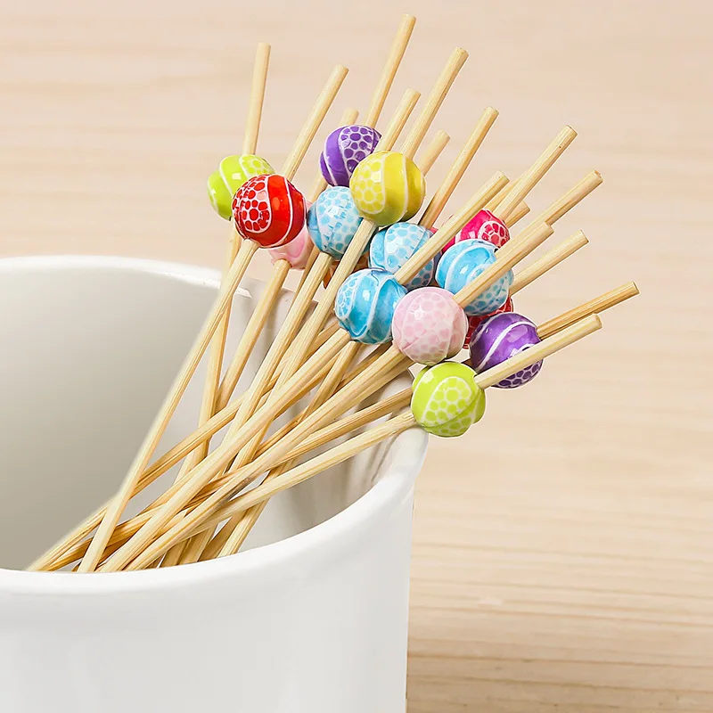 Wholesale Disposable Food Grade Bamboo Round Christmas Skewers Cake Pick sticks