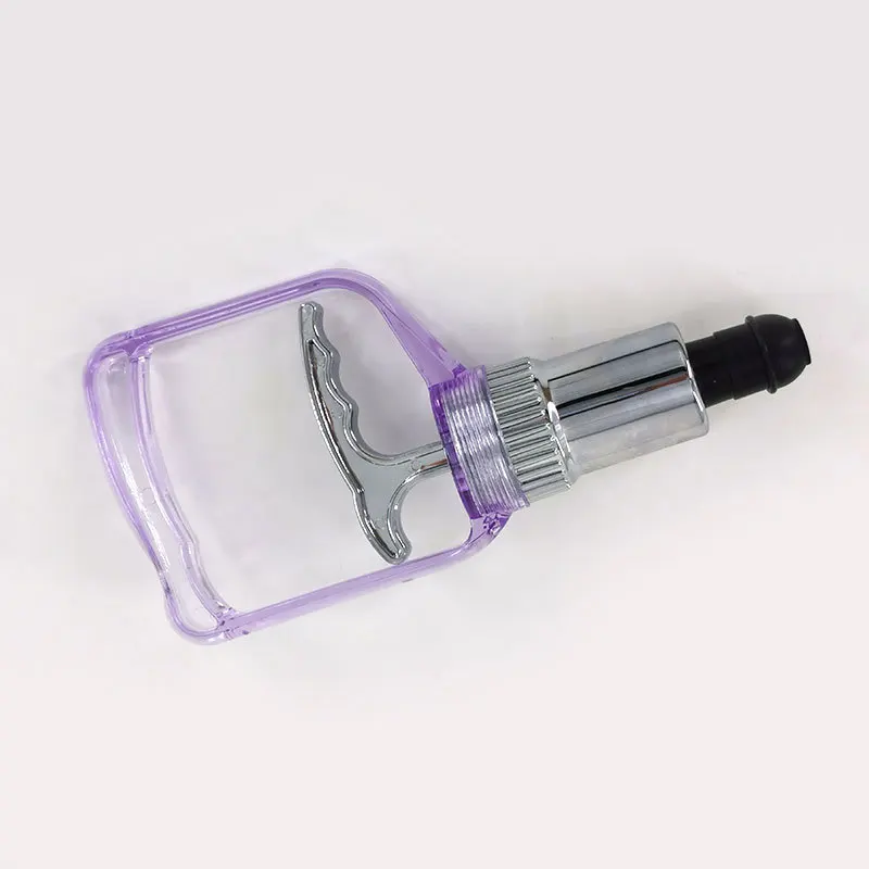 New Fashion Transparent Purple Color Air pump Big Size Cupping Hand Pump Vacuum Gun For Beauty Love Heart Shape Cupping Cup