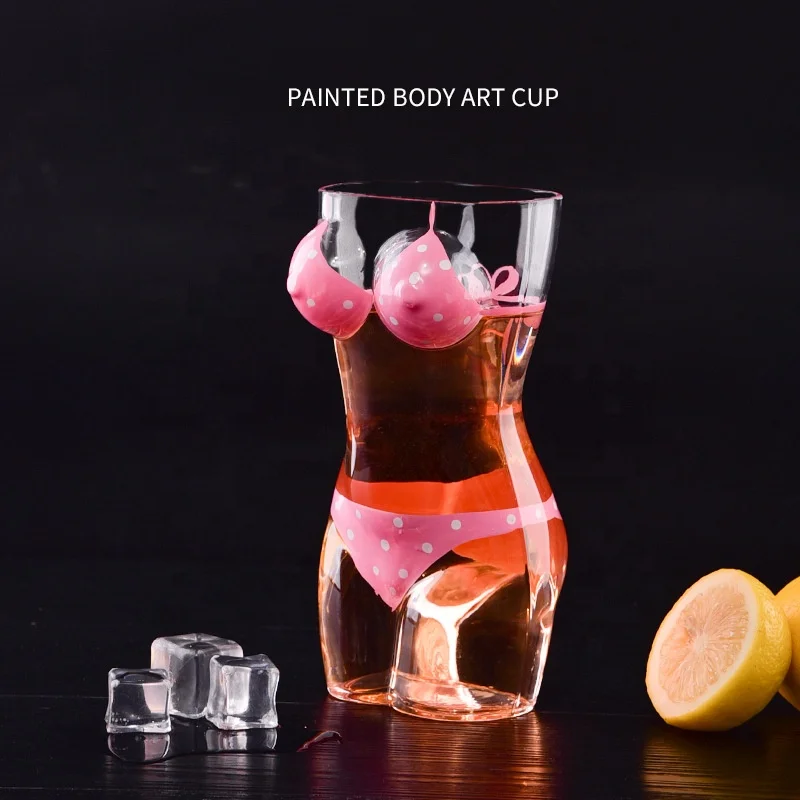 Hand painted color sexy female woman body shape Sublimation mini glass tumbler tequila shot glass cup for bar