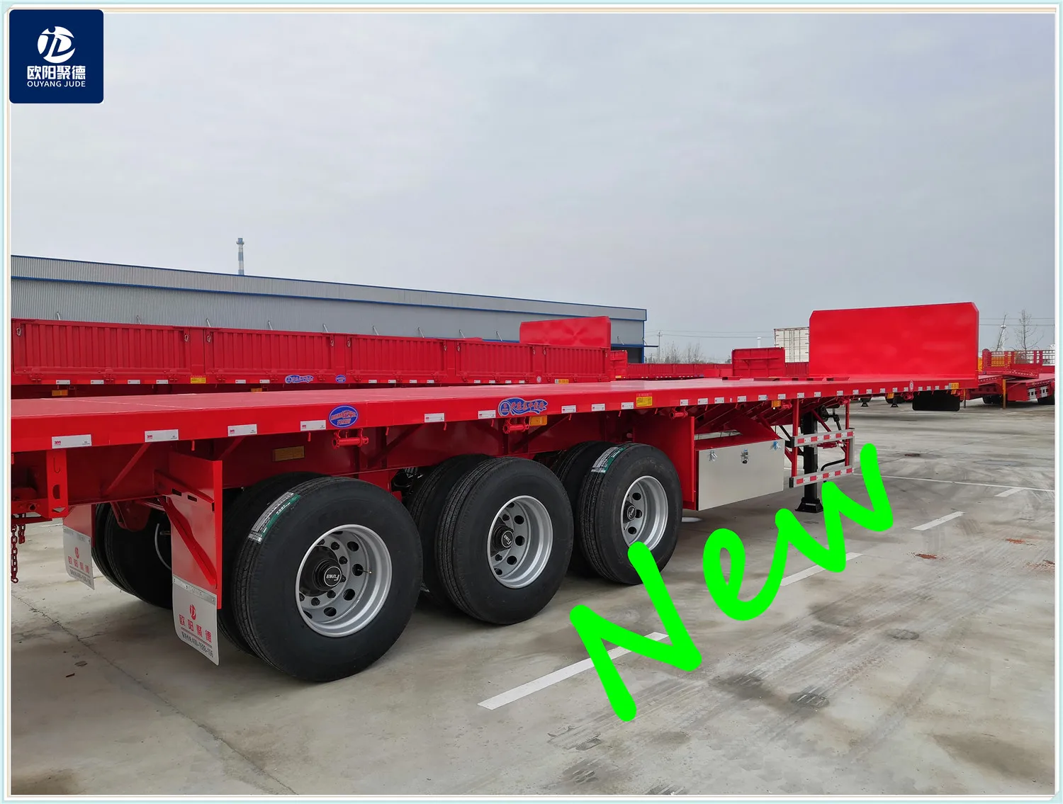 small dolly use construction bridge girder cement pipe container transport with 12 twist locks OYJD  40ft flatbed trailer