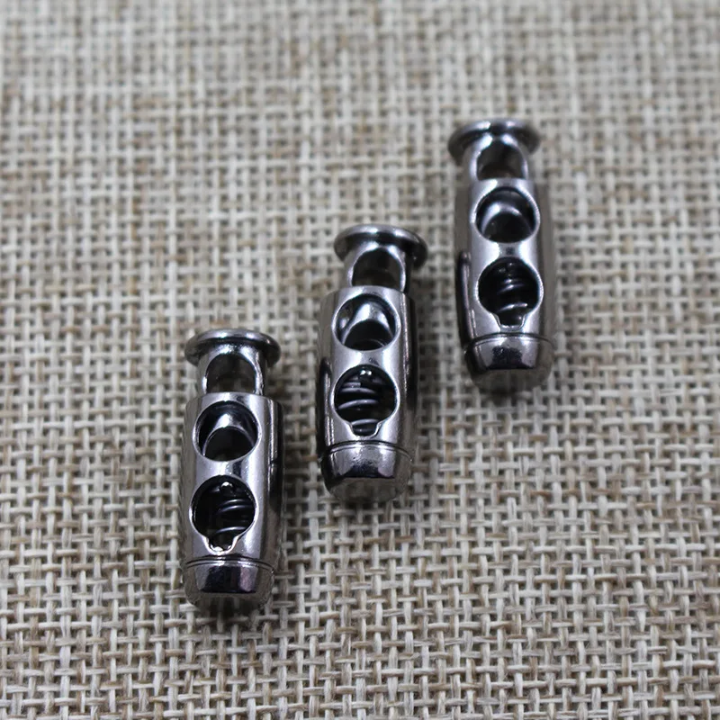 Wholesale Custom Double Hole Metal Cord Locks Cord End Stopper Drawstring Rope Elastic End Zipper Cord Pull End Rope Lock Toggle