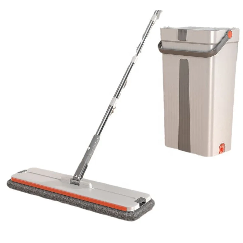 Best Selling Household Hand Free 40cm Large Thick Flat Mop Dual-use Wet And Dry Separation Flat Mop With Bucket