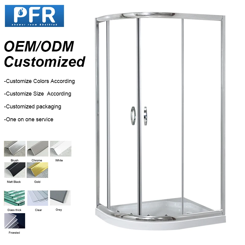 Contemporary 5mm Tempered Clear Sliding Glass Shower Enclosure for Home or Hotel Use