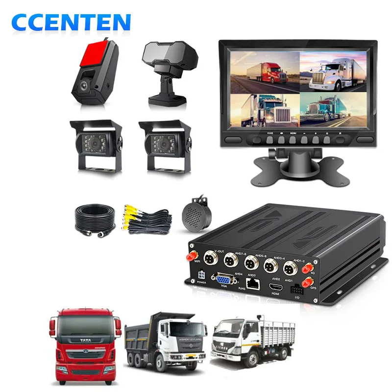 Digital 1080P Camera Truck Bus Car Black Box Dashcam 3G 4G gps ai cctv mobile Wifi GPS MDVR DVR 4CH 7Inch Monitor Camera System