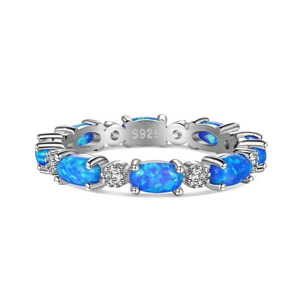 Dylam Boho Vintage Cubic Zirconia Ring Multi Colors Women Promise Opal Ring Oval White Blue Stone Rings For Girl Women Man Gift