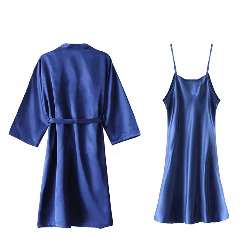 Custom Logo Embroidered Silk Nightgown 2 Pieces Bride Wedding Robe Sets Bridesmaid Luxury Satin Bathrobes