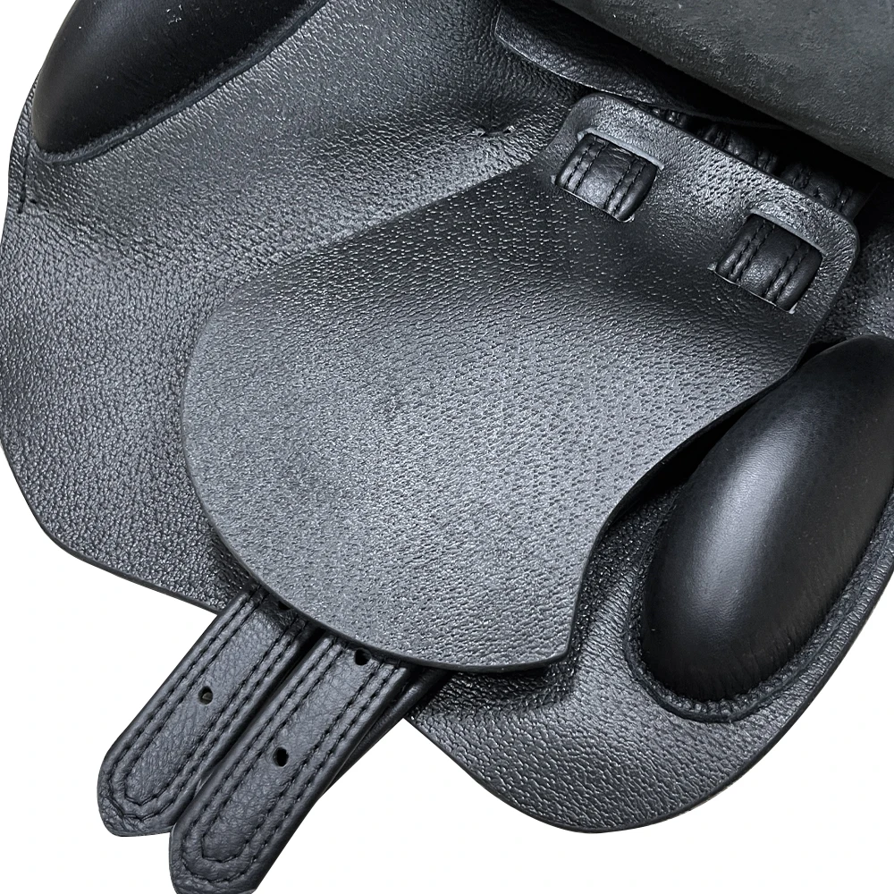 High Quality Removable Black Leather Rocking English Saddle for Horse Racing Dressage Saddle Seat Show Jumping and Polo