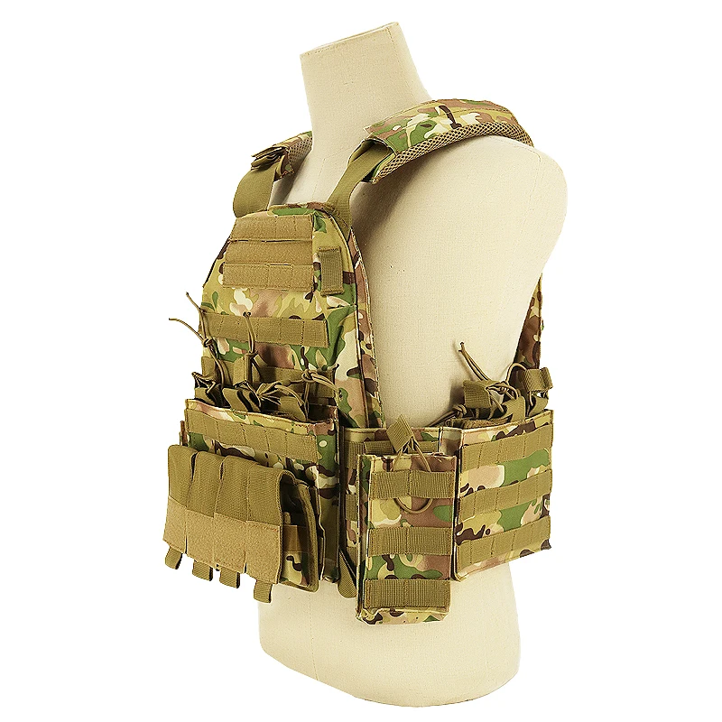 Camouflage CP Woodlande Armor Weight Hunting Security Guard Gear Tactical Vest Plate Carrier with Magazine Pouches