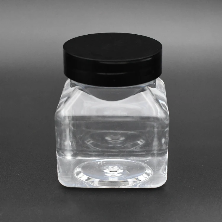 Food Grade Clear 5oz 150ml Plastic PET Food Square Jar nut jar food packaging Containers PET snack jar