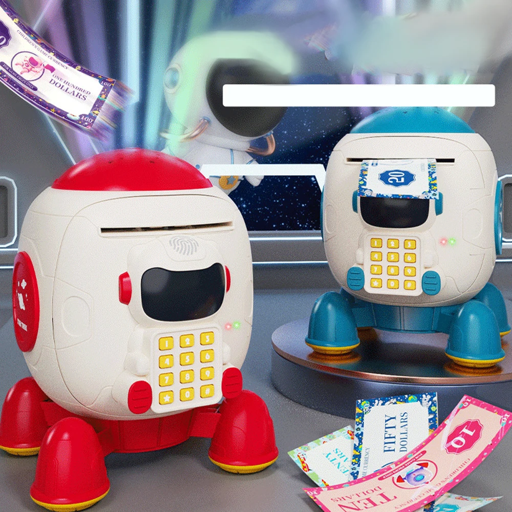 Hot selling product Rocket shaped Electronic Automatic Mini Safe Coin Cash Saving Auto-rolling Money Box Children Piggy Bank toy