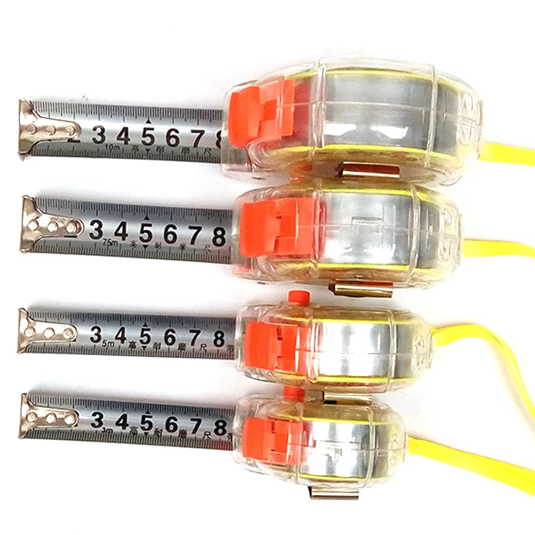 Custom Logo 3m 5m 7.5m 10m Self-lock Steel ABS Case Stainless Steel Transparent Casing Measuring Tape