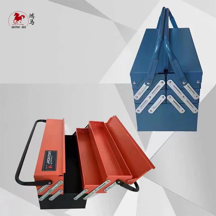 Metal roller cabinet tool trolley with stainless steel working top and tool box with hand tools sets