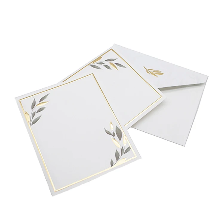 White paper envelopes 15.5* 12.6cm packaging envelopes with gold foil printing