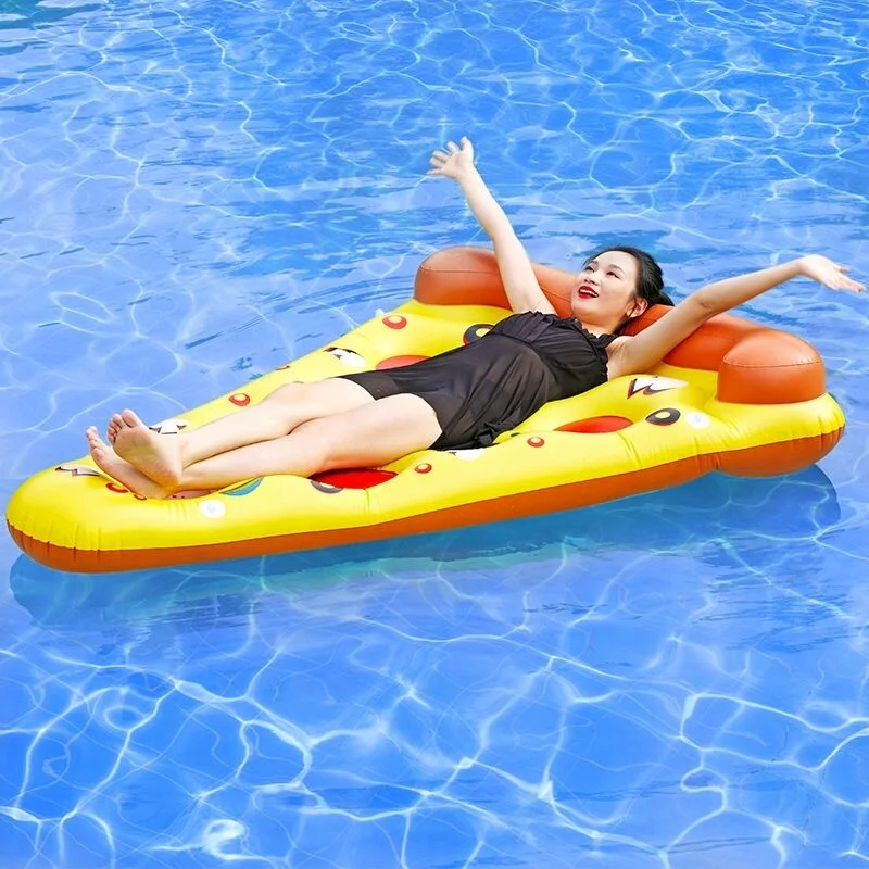 Hot Sales Swimming pool Toys Inflatable pizza mattress Beach Floating lounger in Pizza shape