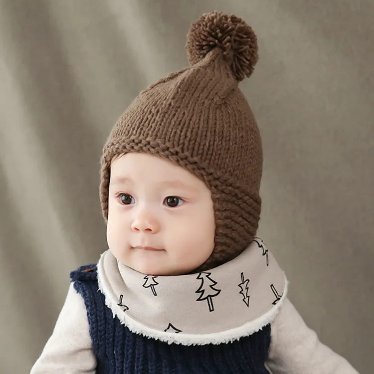 Wholesale Baby Boys Girls Beanie With Pompom Comfortable Custom Logo Winter Infant Cute Baby Hat Soft Rope