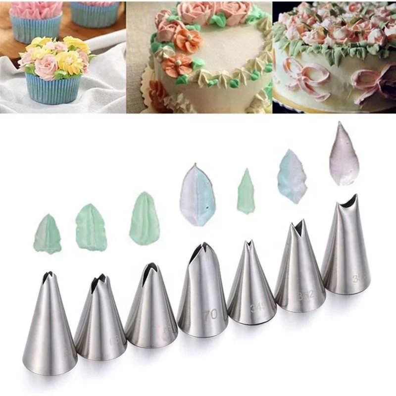 7PCS Tips Cream Pastry Cupcake Decoration Tool ss304 DIY Cream Leaves Pastry Tip Icing Piping Decorative Nozzles Set