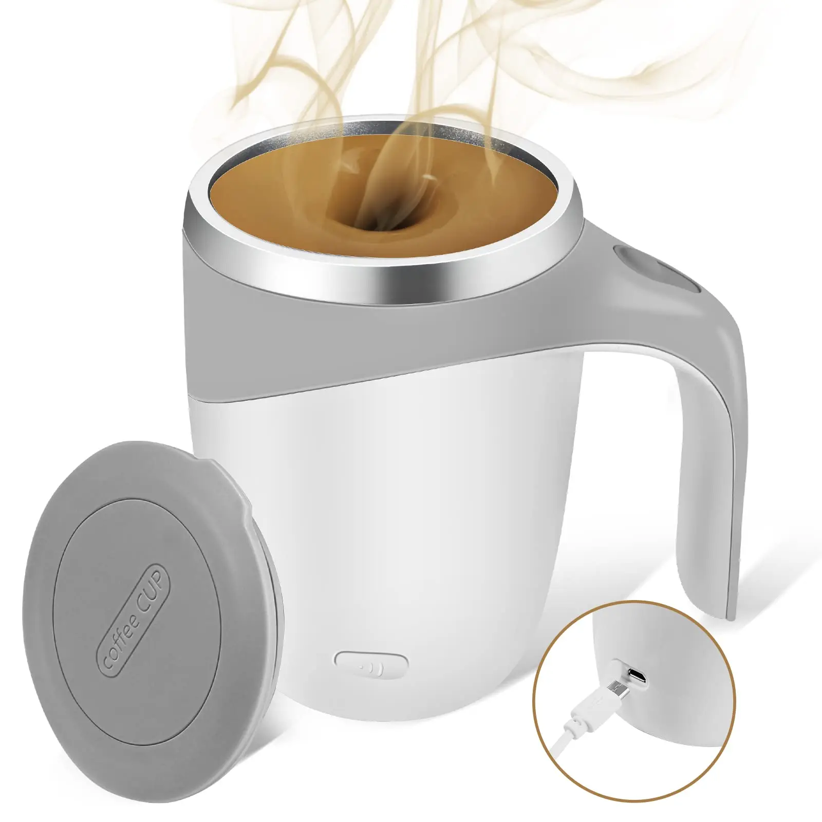 Coffee Cup USB Rechargeable Automatic Magnetic Stirring Cup Stainless Steel Coffee Cup 380ml Self Stirring Mug