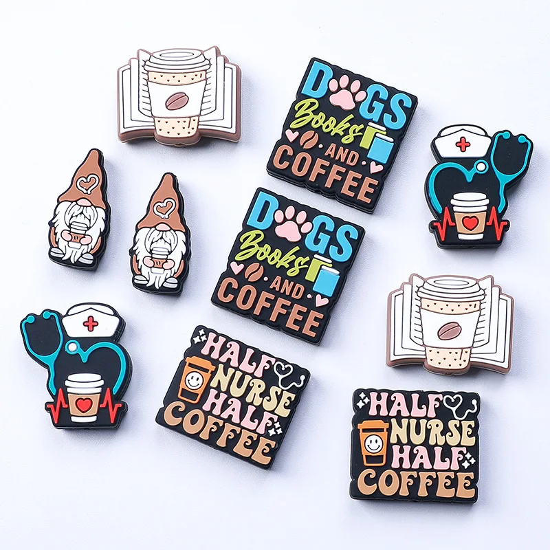 Silicone Beads Book Shaped Nurse Fuel Coffee Gnome Cups Dogs And Coffee Mug Book Silicone Focal Bead