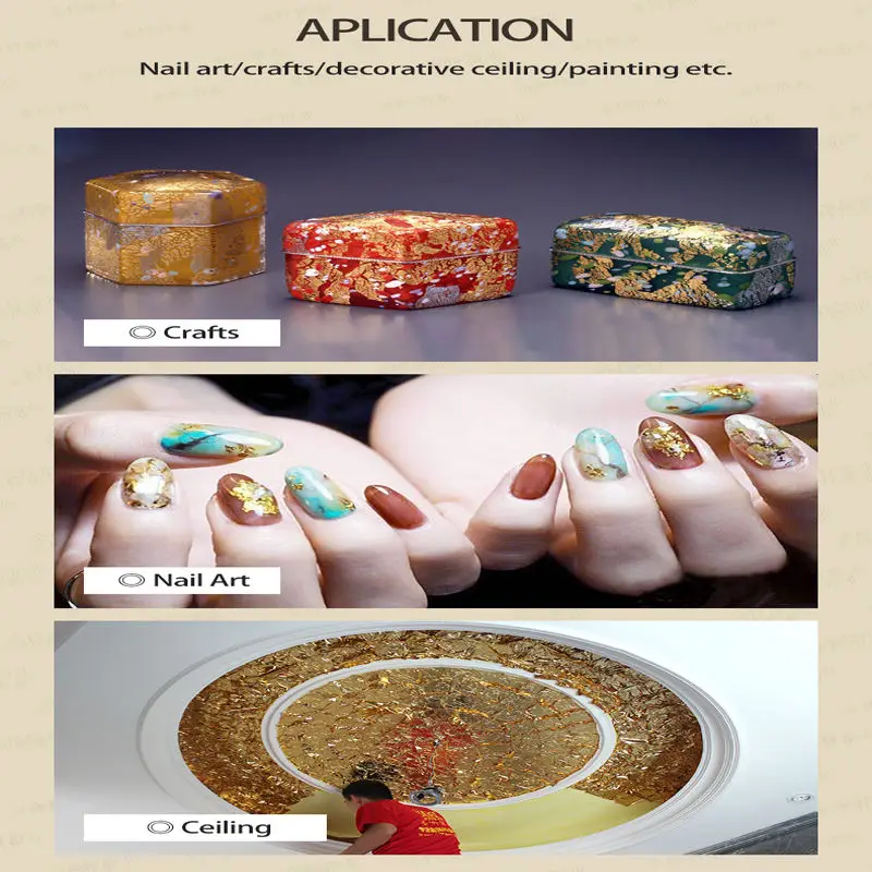 High Quality 5000 Sheets/Pack 16*16Cm Italian Gold Leaf Foil Sheet Imitation Gold Leaf  For Gliding Furniture Decoration