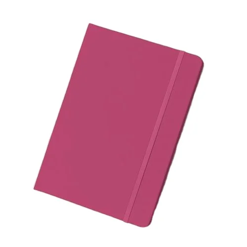 A5 pink PU leather hardcover notebook with elastic band