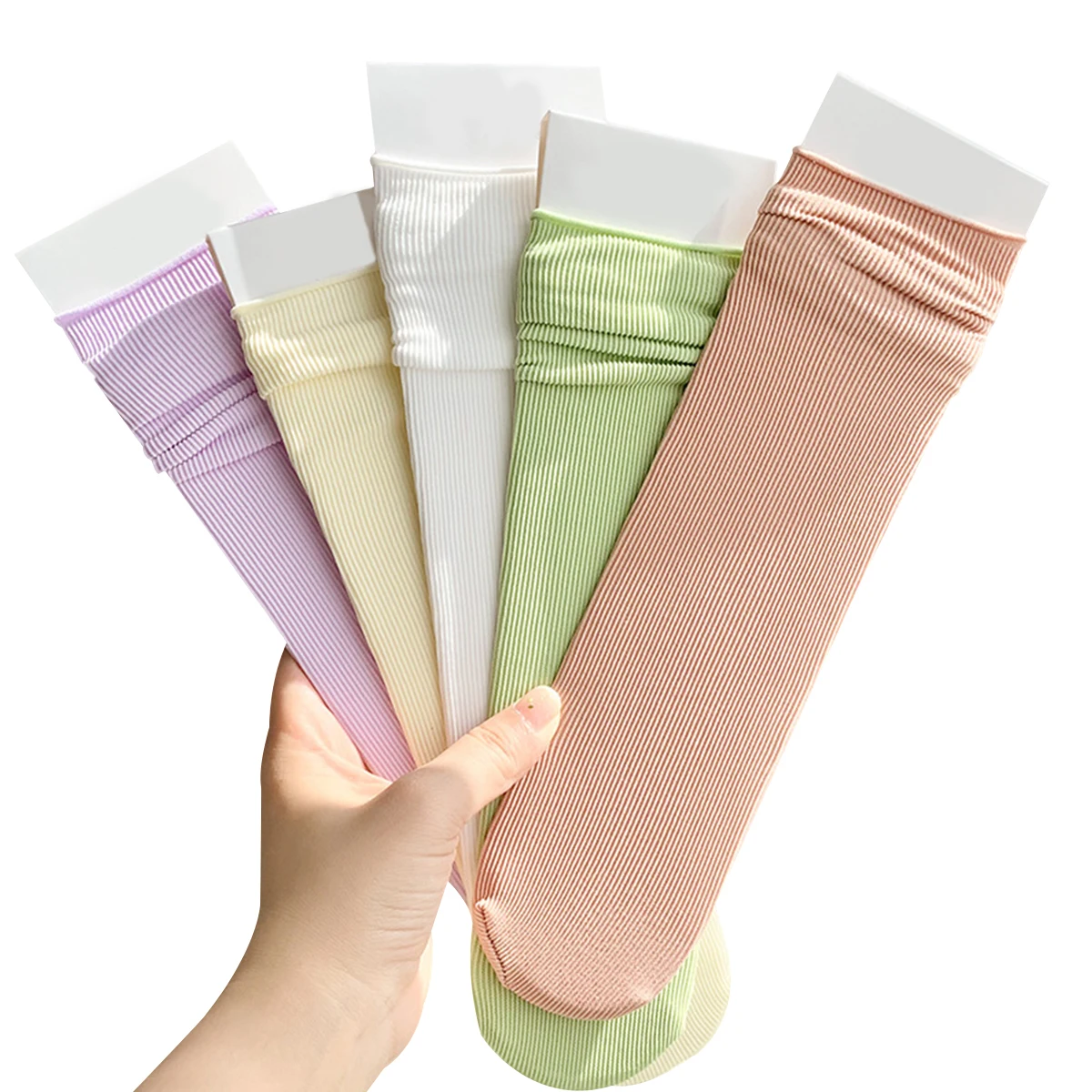 Summer thin cheap solid velvet women silk nylon ice socks tube - rolled edge socks