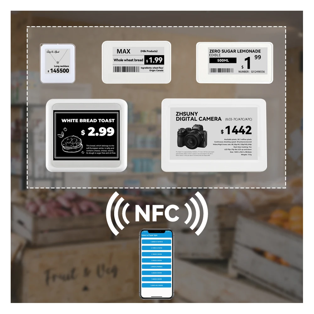 NFC enabled 4.2 inch electronic shelf label display nfc no battery esl digital price tags nfc white label