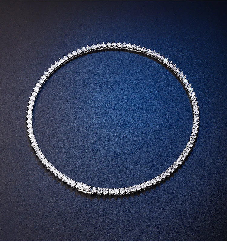 S925 Sterling Silver Moissanite Diamond Necklace Premium Silver Plated Jewelry for Wedding Party Engagement