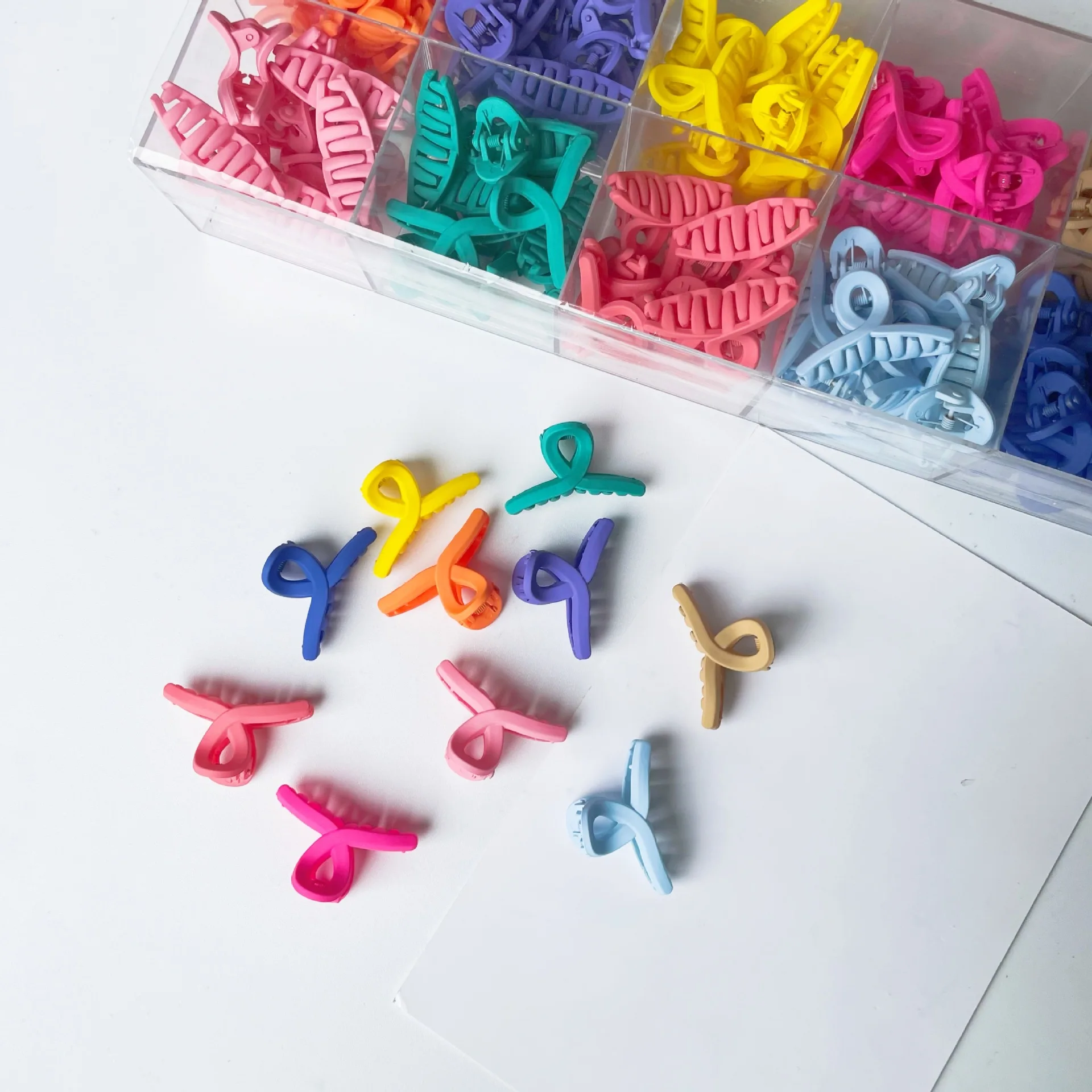 10pcs/set small flower butterfly hair claw clips plastic candy color for women girls