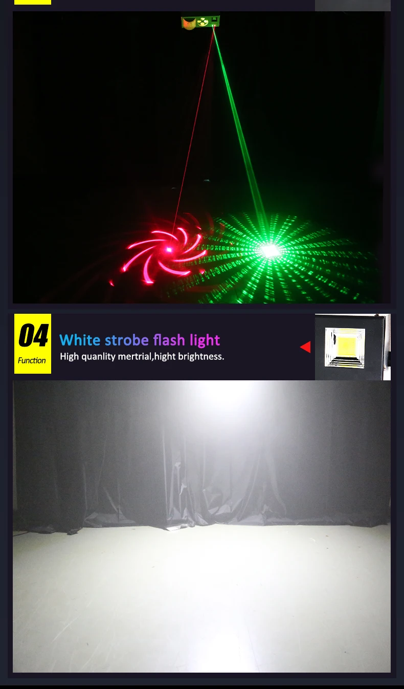 Cheap 4in1 RGB Led Laser Stage Light Projector Dj Lighting Strobe Dance Floor Sound Activated Led Disco Light For Party Club