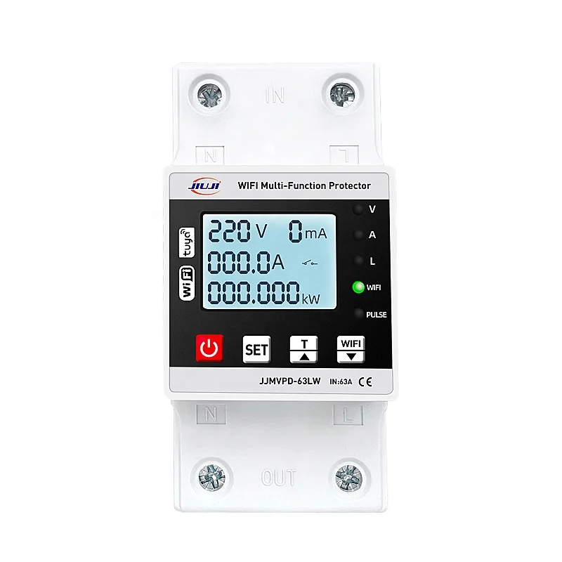 63A WiFi multi function Over Under Voltage Protector Relay Circuit Breaker Timer kWh Meter