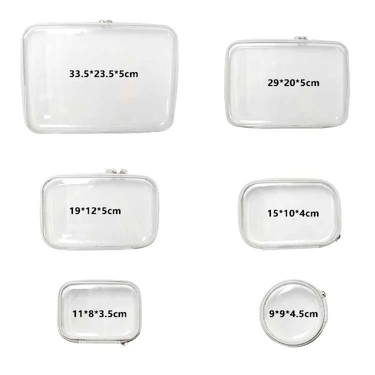 PVC Transparent Square Storage Zipper Hard Shell Case Pencil Clear Plastic Hard Side Zipper Case