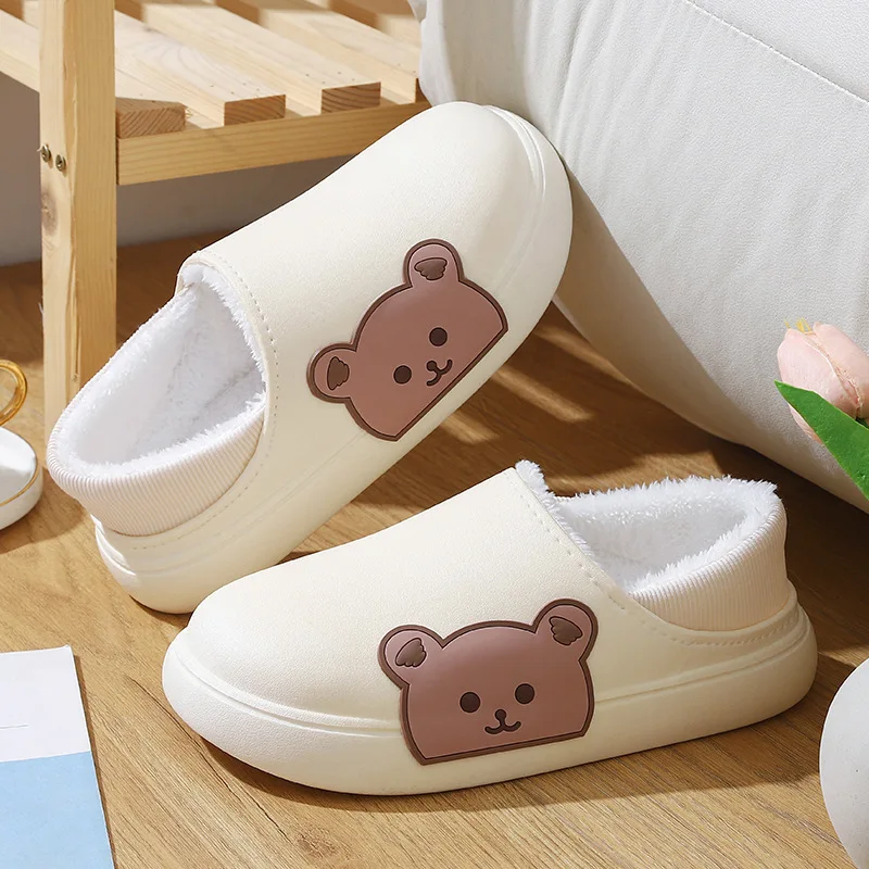 Wholesale of shoe factories, hot in winter, high-quality warm, waterproof, anti-skid plush, fluffy EVA home cotton slippers