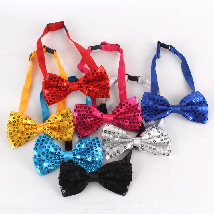 Sells Adult Children General 100% Polyester Superfine Fibre Weaving Sequins Tie By Hand