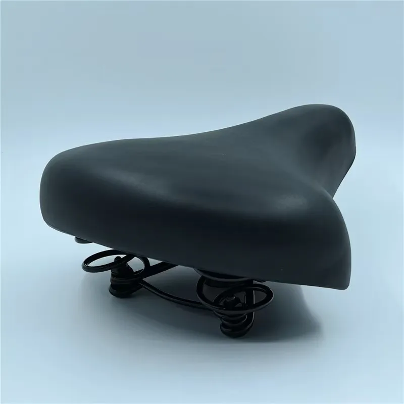 New Style Long Bicycle Saddle Big Foam with Steel Base and Clamp Simple Leather and PU Material Banana Bike Seat