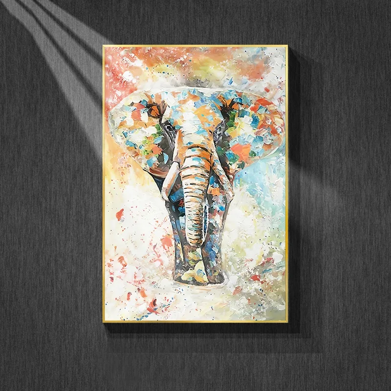 Hand-painted oil paintings of elephants and animals  cloth cover peinture canvas wall art banksy canvas
