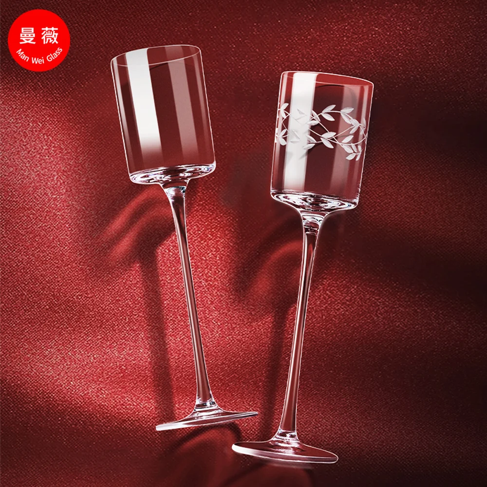 Wholesale Luxury Goblet Crystal  Wine Glass Set Wine Glasses Customizable Embossed Champagne Flutes