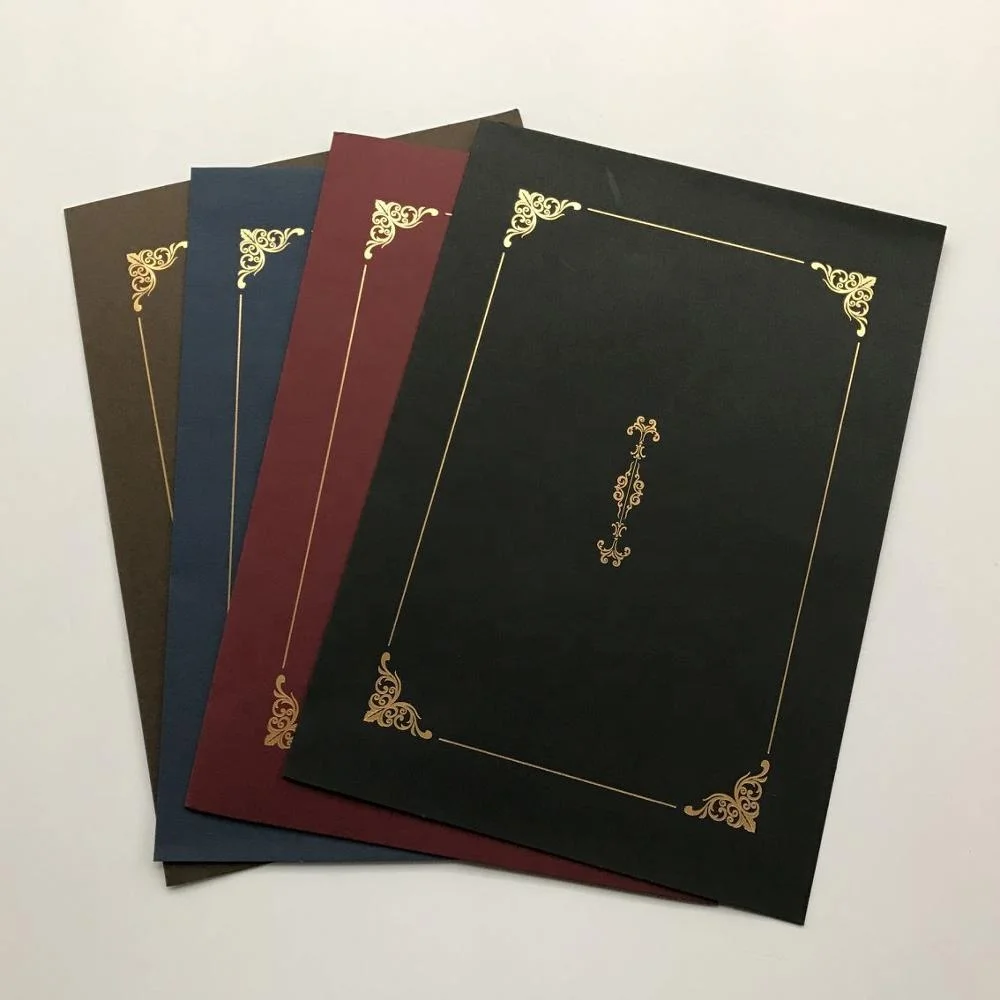 
custom foil stamp paper diploma folder A4 file certificate holder 