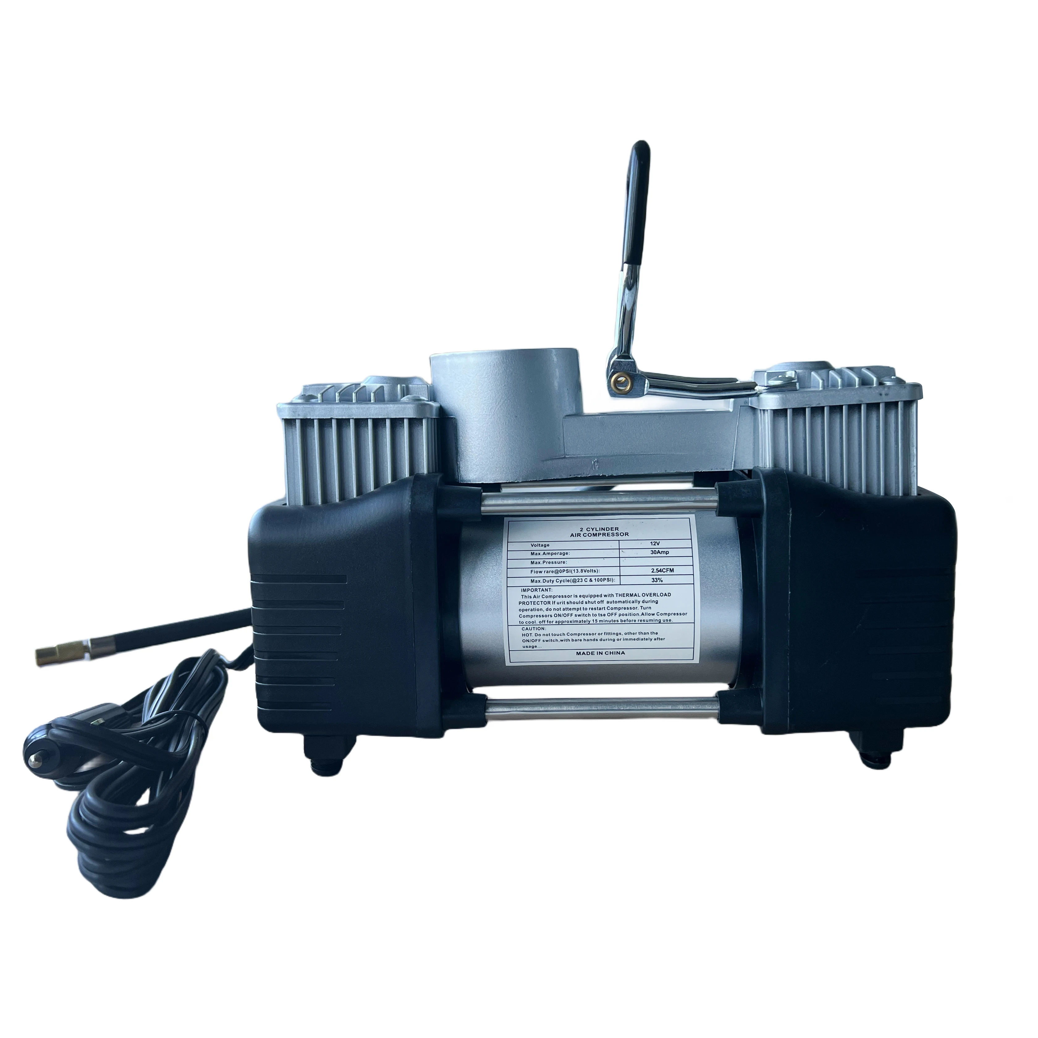 3D Three-Dimensional Heat Dissipation Type Double Cylinder Hand-held 12V Max150Psi Air Compressor for Car Motorcycle Tire