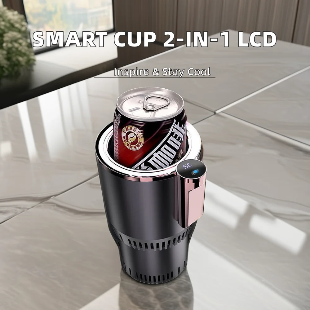 Smart Control 2-in-1 Vehicle Refrigerator Cup Portable Mini Auto Car Cup for Fast Cooling & Heating with LCD Screen Kitchen Use