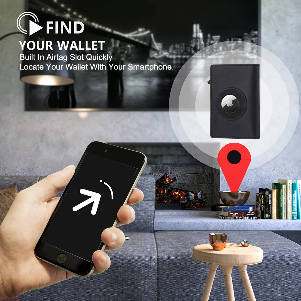 Casekey новейший модный смарт выдвижной бумажник из углеродного волокна и кожи с биркой RFID металлический блокирующий Apple Airtag держатель