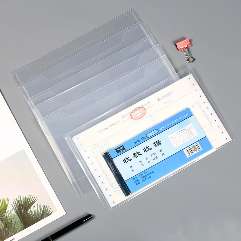Clear Stamp and Die Storage Bag PP A5 Receipt Bill Bag Materials File Storage Bag Pockets Resealable Die Cut Envelope