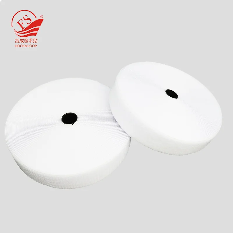 Sewing On B Level 40% Nylon 25 m One Roll Hook And Loop Patches Fastener Strap In 20 mm White Color
