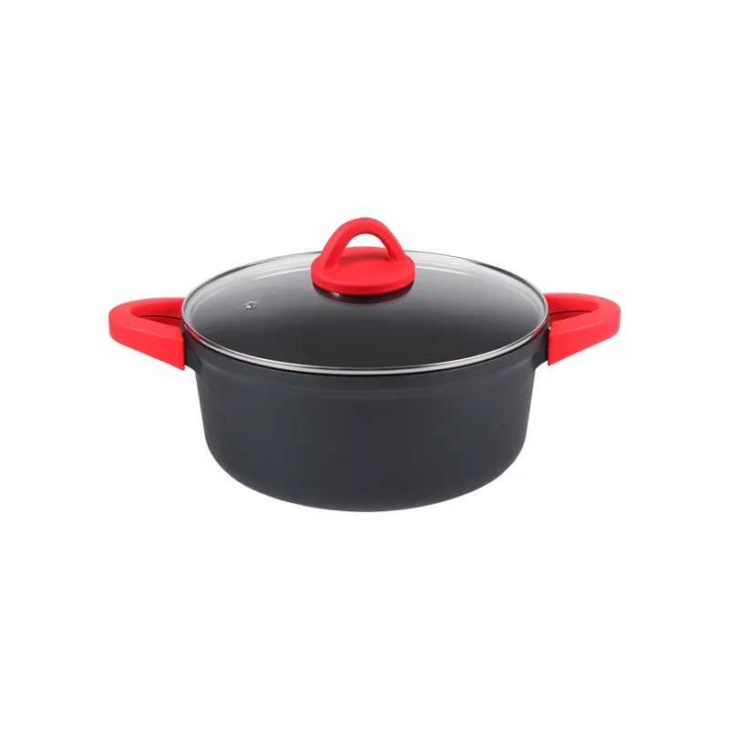 Customized aluminum  gift set non-stick pot household gift pot double-ear double bottom deep soup pot