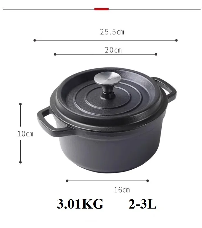 Classic 24Cm Enameled Cast Iron Cookware 9.5' Cast Iron Dutch Oven Cooking Cocotte Set for Dropshipping