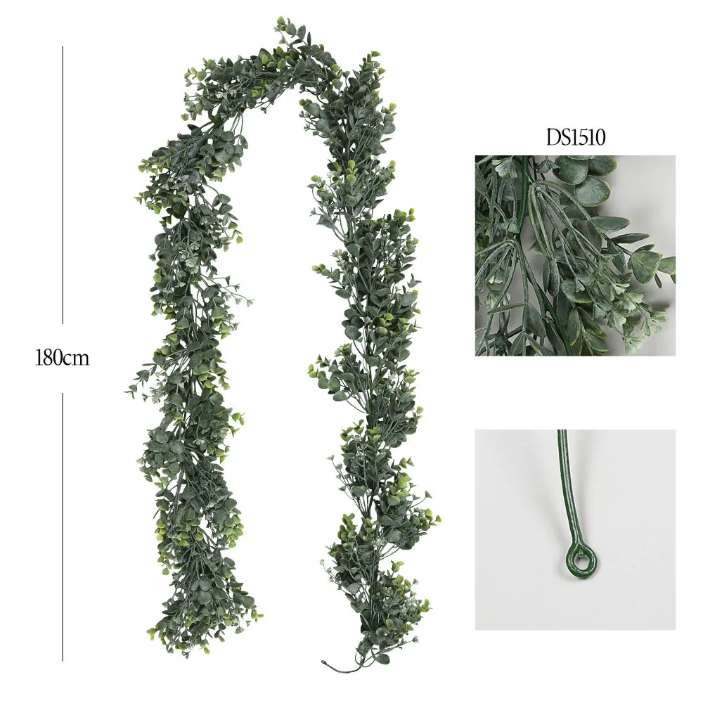Artificial Plant Vines Wall Hanging Rattan Leaves Branches Outdoor Garden Home Decoration Plastic Fake Silk Leaf Green Plant