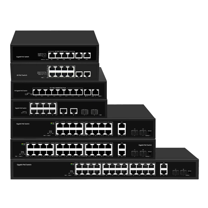 Smart watchdog Network Optical Fiber Switches 12 Ports Gigabit POE Switch poe+ for CCTV cameras