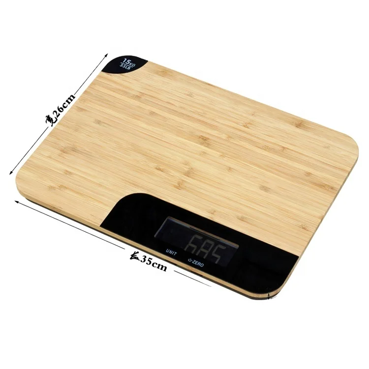 15kg Smart Bamboo Platform Portable Cooking Household Weighing Balance Electronic Digital Weight Measuring Food Kitchen Scale